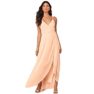 Lulus Here's to Us Blush Pink High-Low Wrap Dress Blush Pink Size XL